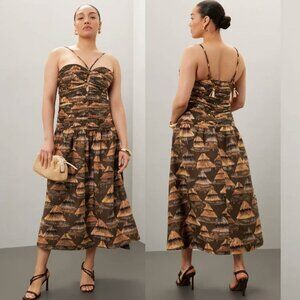 Farm Rio Brown Shuhu Sleeveless Dress